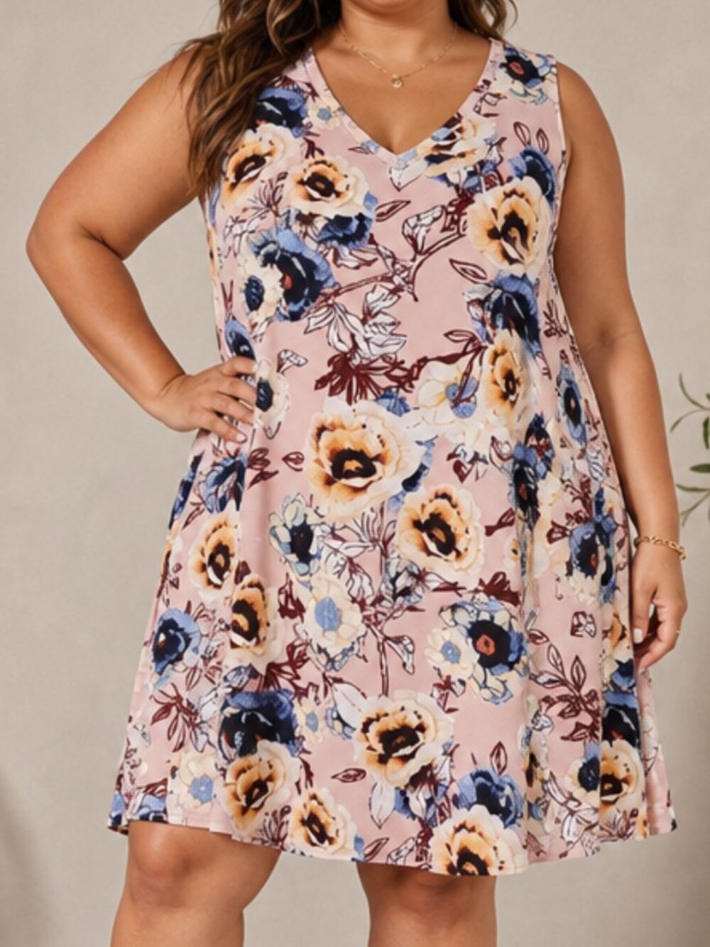 Maurices Light Pink Floral Sleeveless Airy Jersey Shift Dress Plus Size 2X